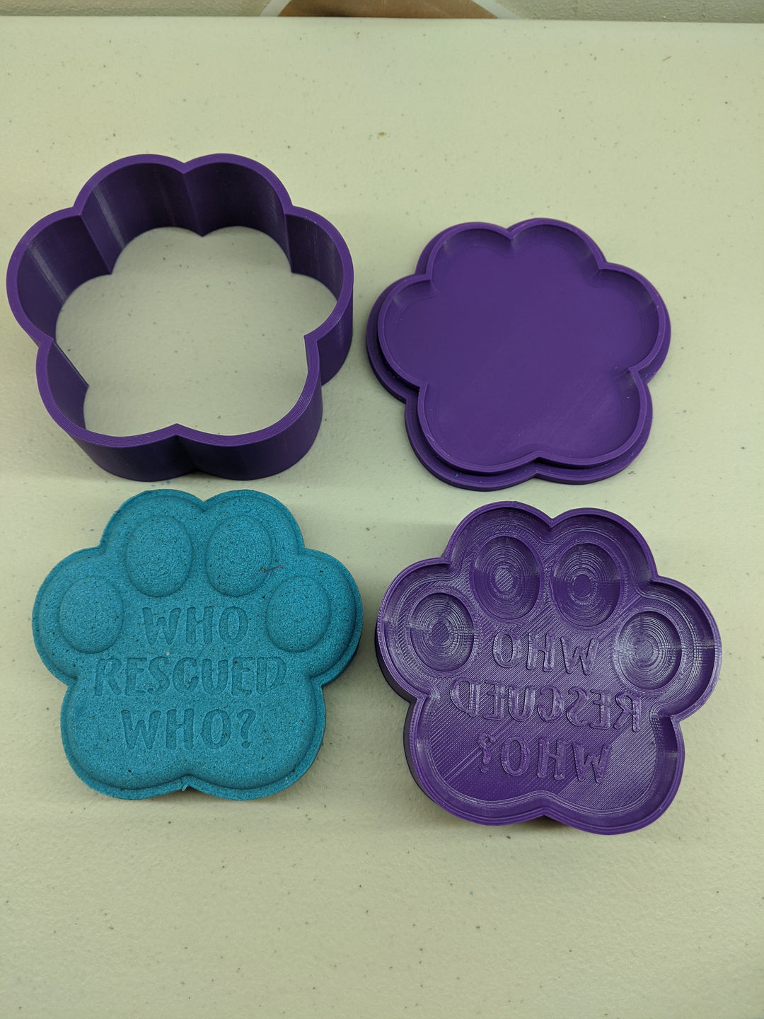 Who Rescued Who? Cat Paw Print Bath Bomb Mold